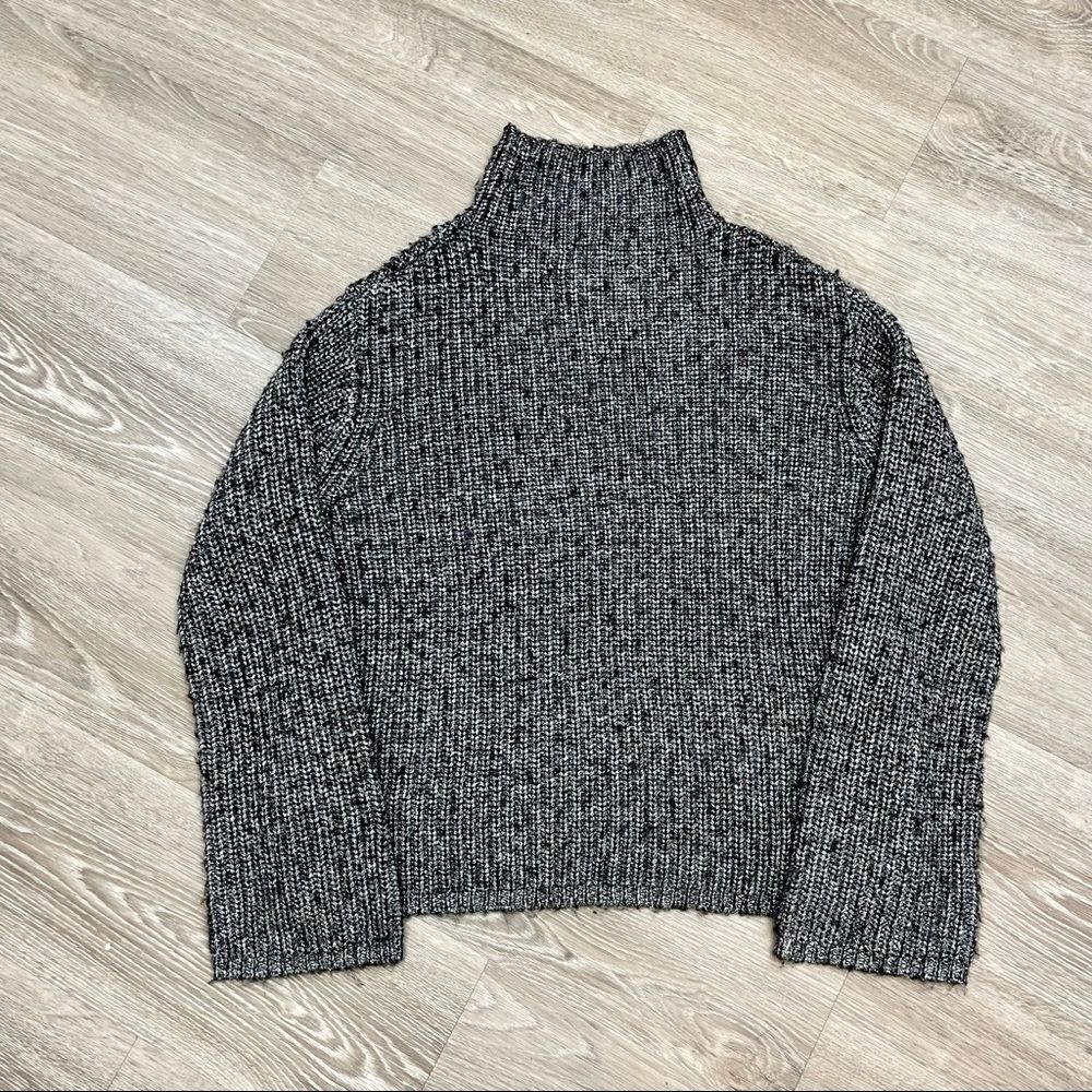 Line Oversized Soft Mock Neck Knit Ribbed Sweater Turtleneck